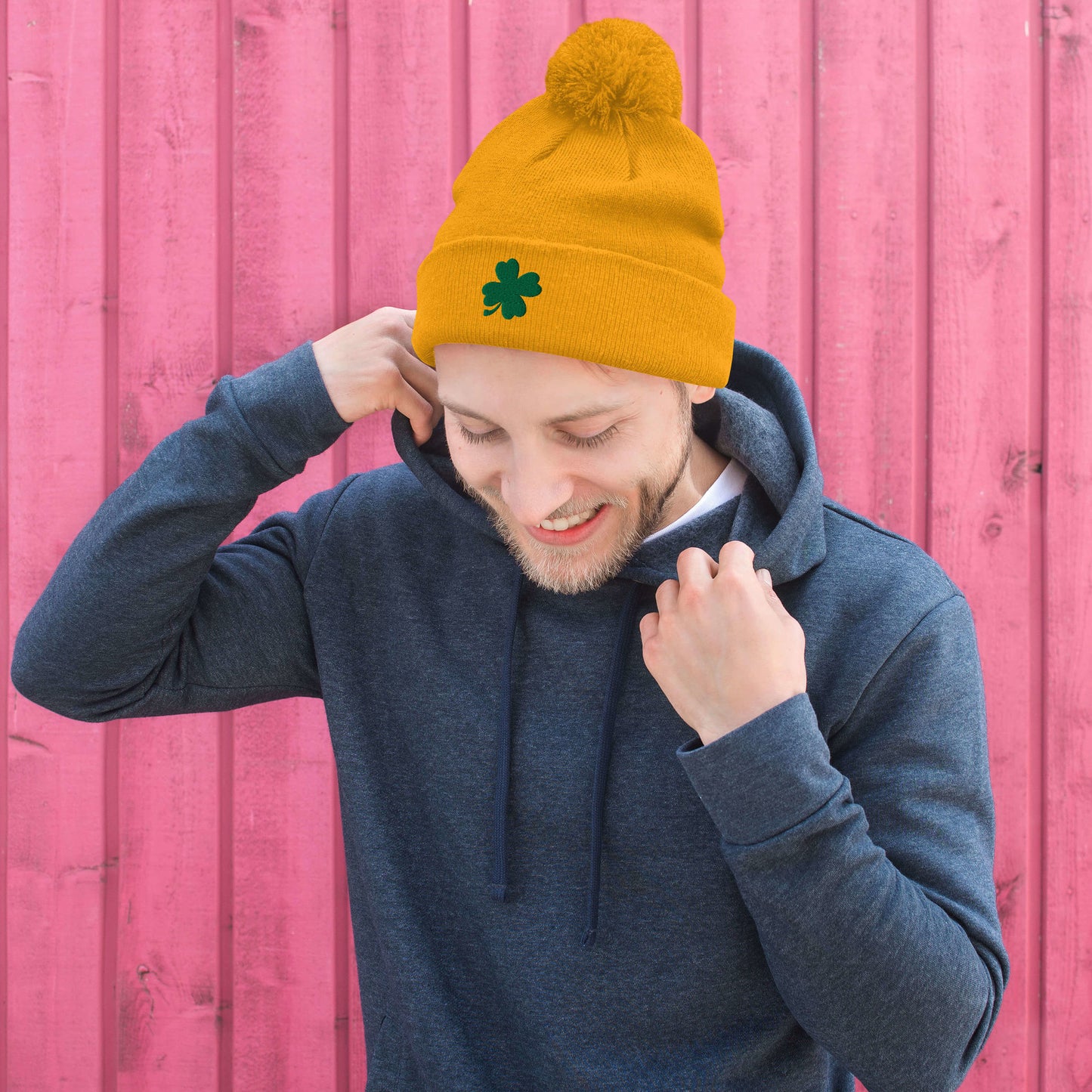 Lucky Clover Pom-Pom Beanie