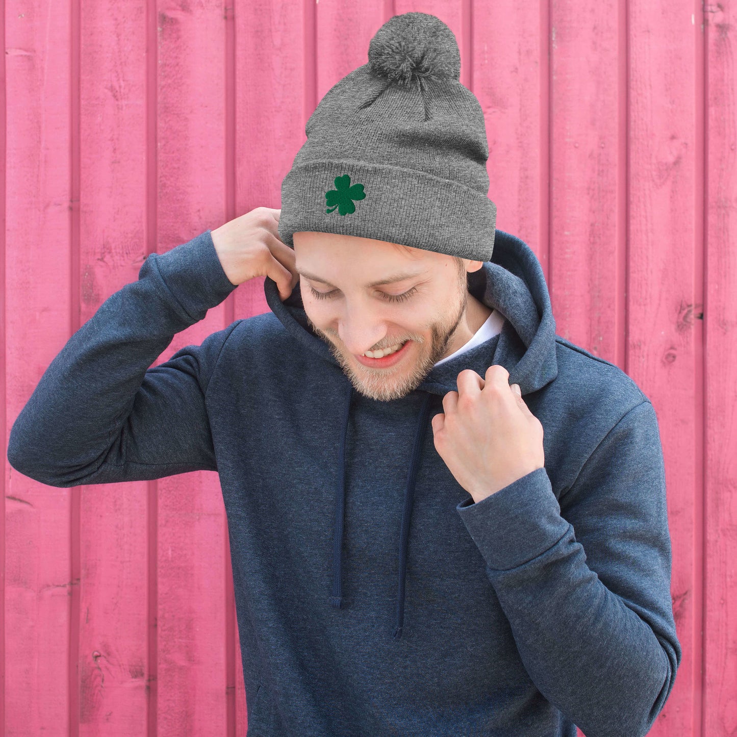 Lucky Clover Pom-Pom Beanie