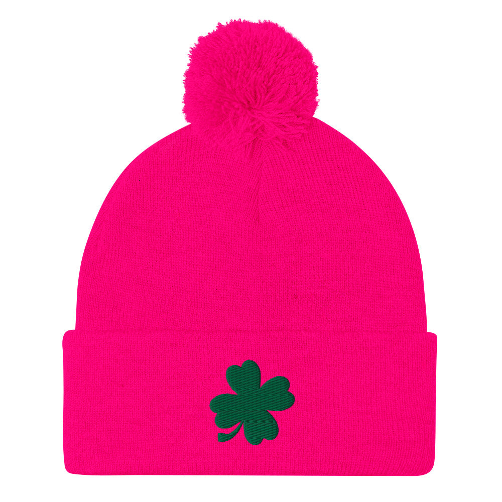 Lucky Clover Pom-Pom Beanie