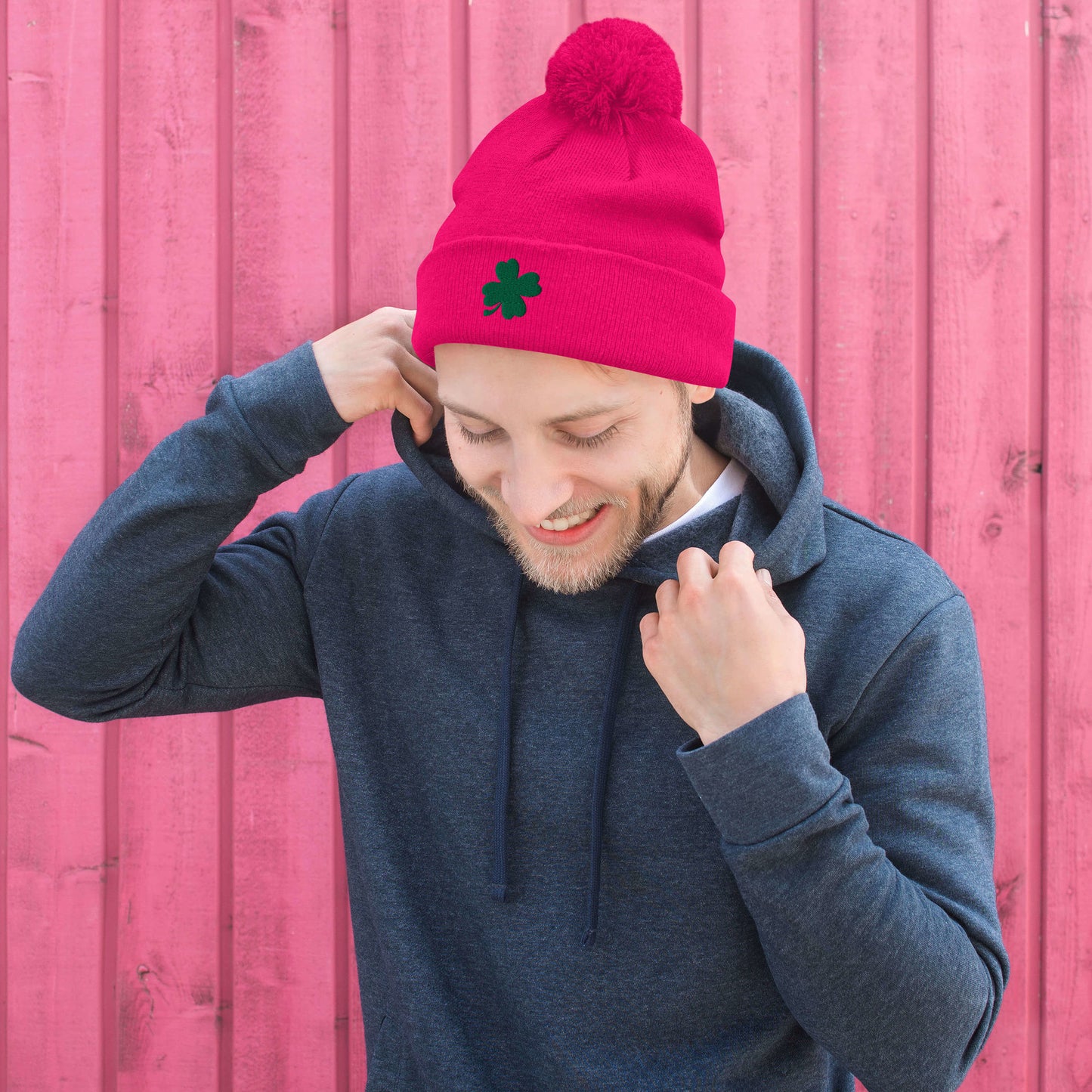 Lucky Clover Pom-Pom Beanie