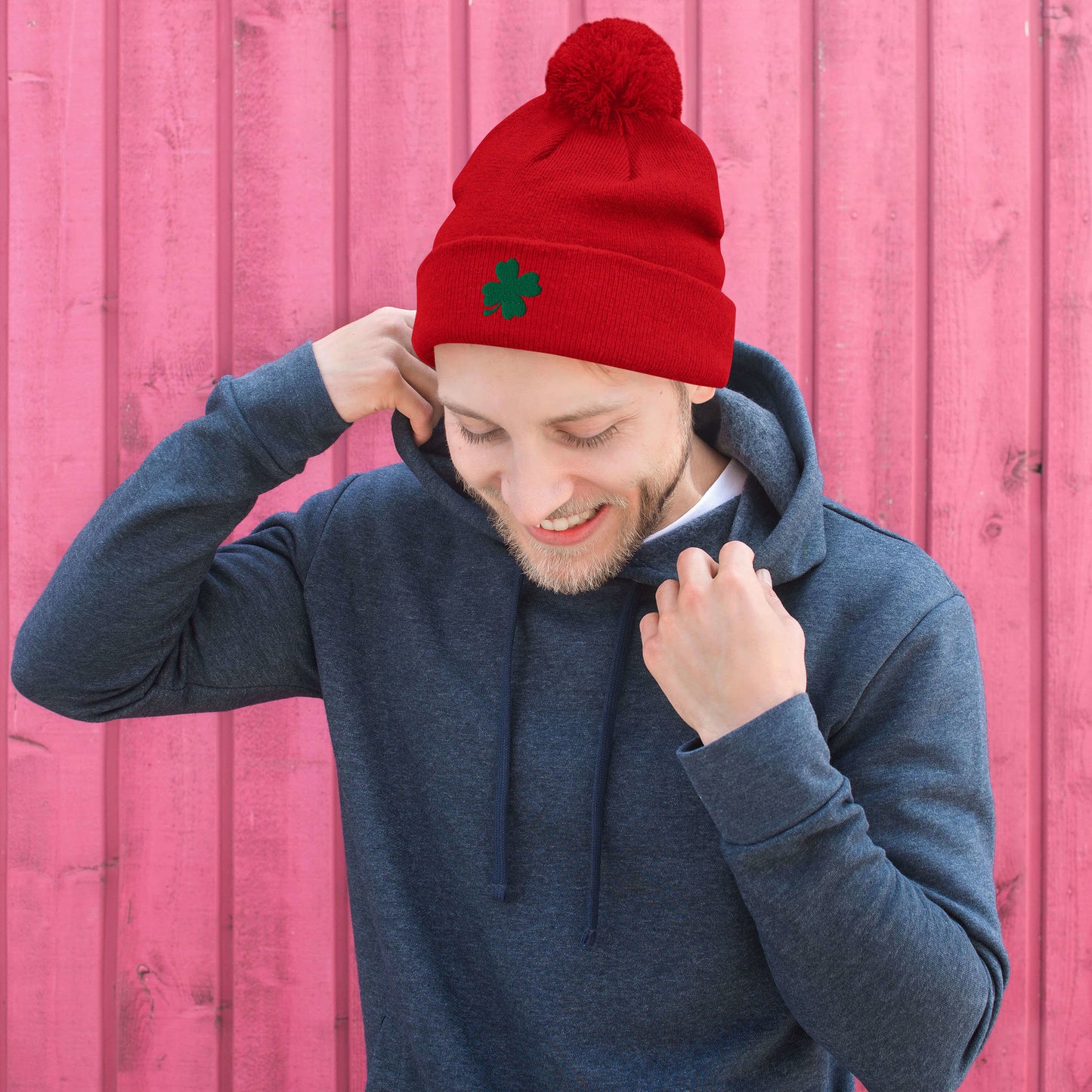 Lucky Clover Pom-Pom Beanie