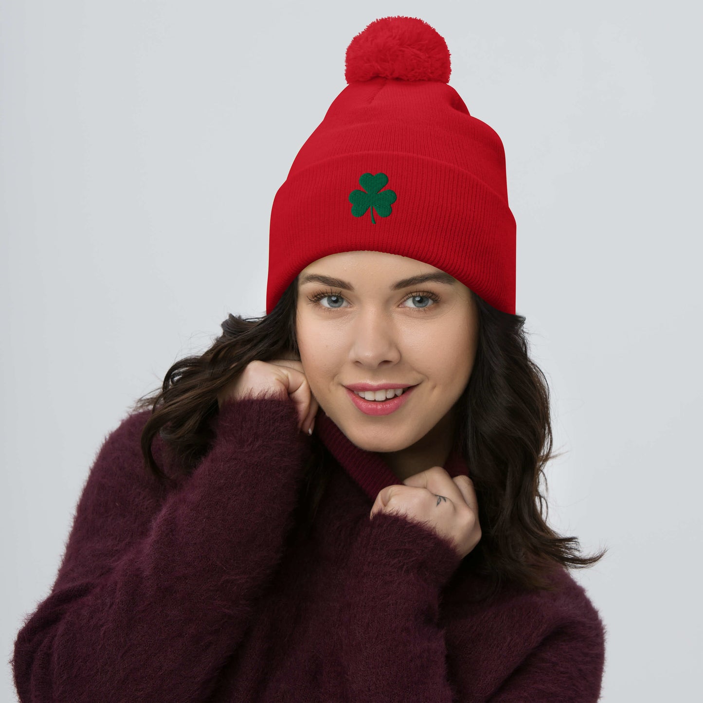 Shamrock Pom-Pom Beanie