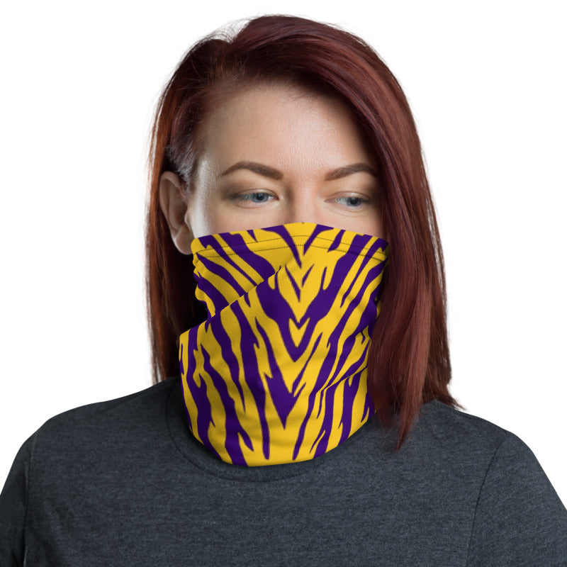 Purple and Gold Tiger Stripe Neck Gaiter