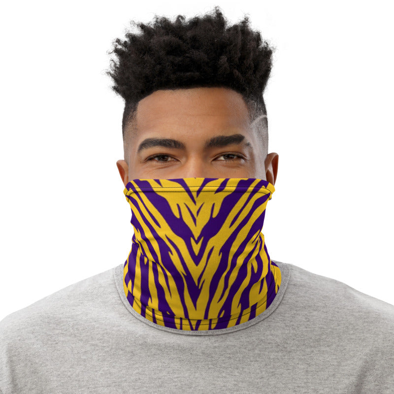 Purple and Gold Tiger Stripe Neck Gaiter