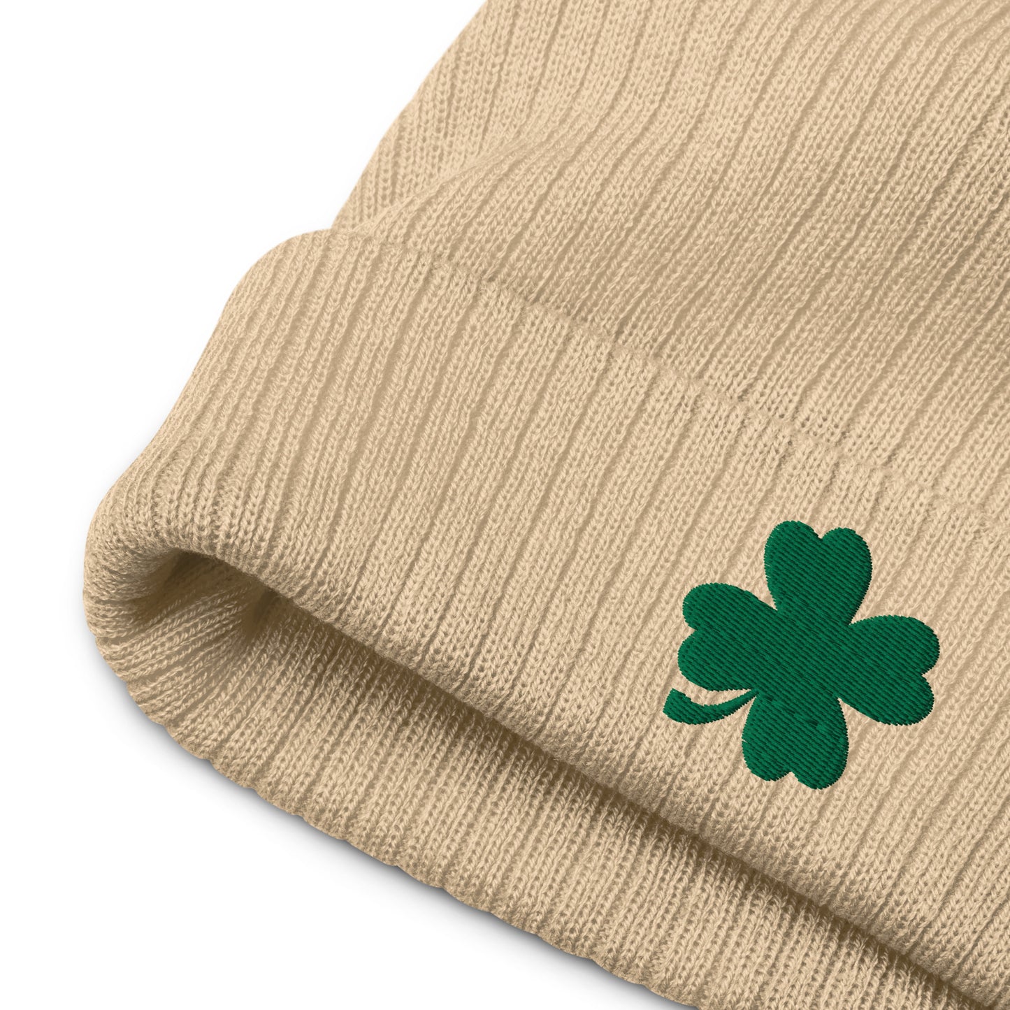 Lucky Clover Ribbed Knit Beanie