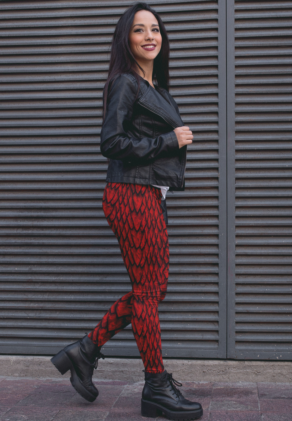 Ruby Dragon Scale Yoga Leggings