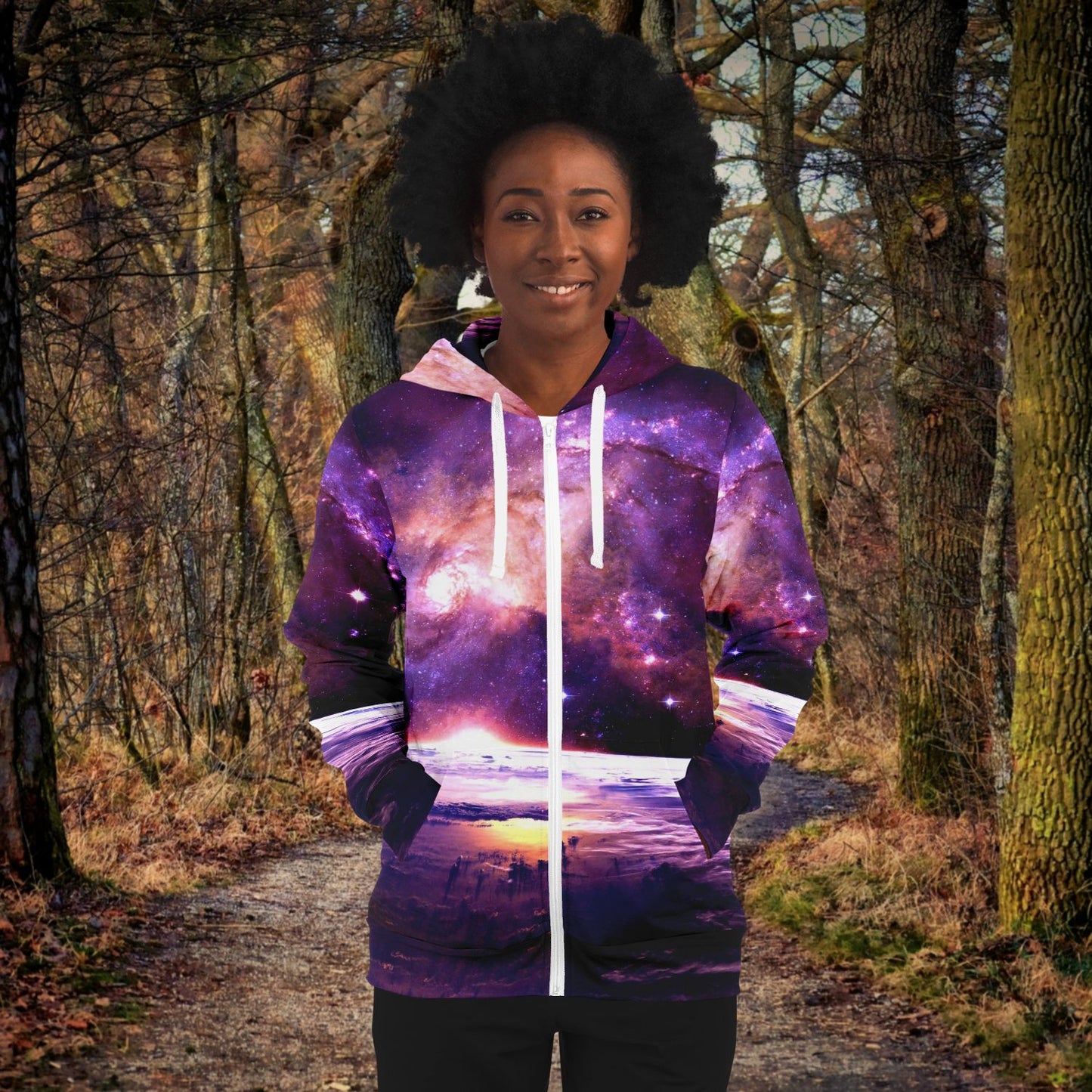 Purple Space Zip Up Hoodie