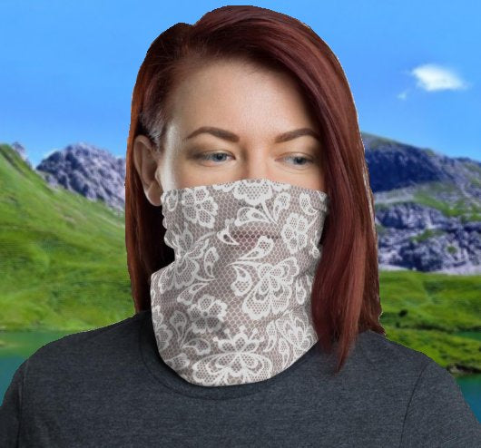 Pale Lady in Lace Illusion Neck Gaiter !!!Not actual lace!!! >Illusion<