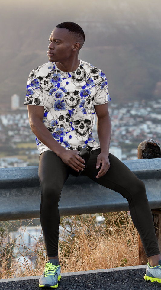 Skulls and Blue Blossoms T-shirt