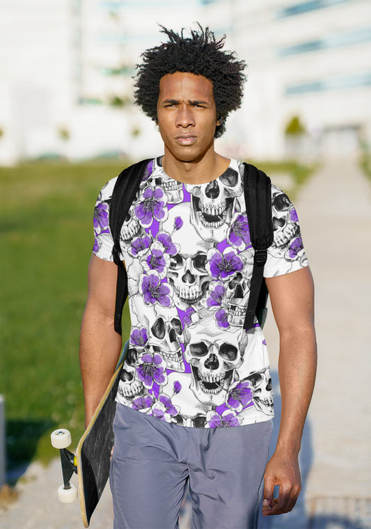 Skulls and Purple Blossoms T-shirt