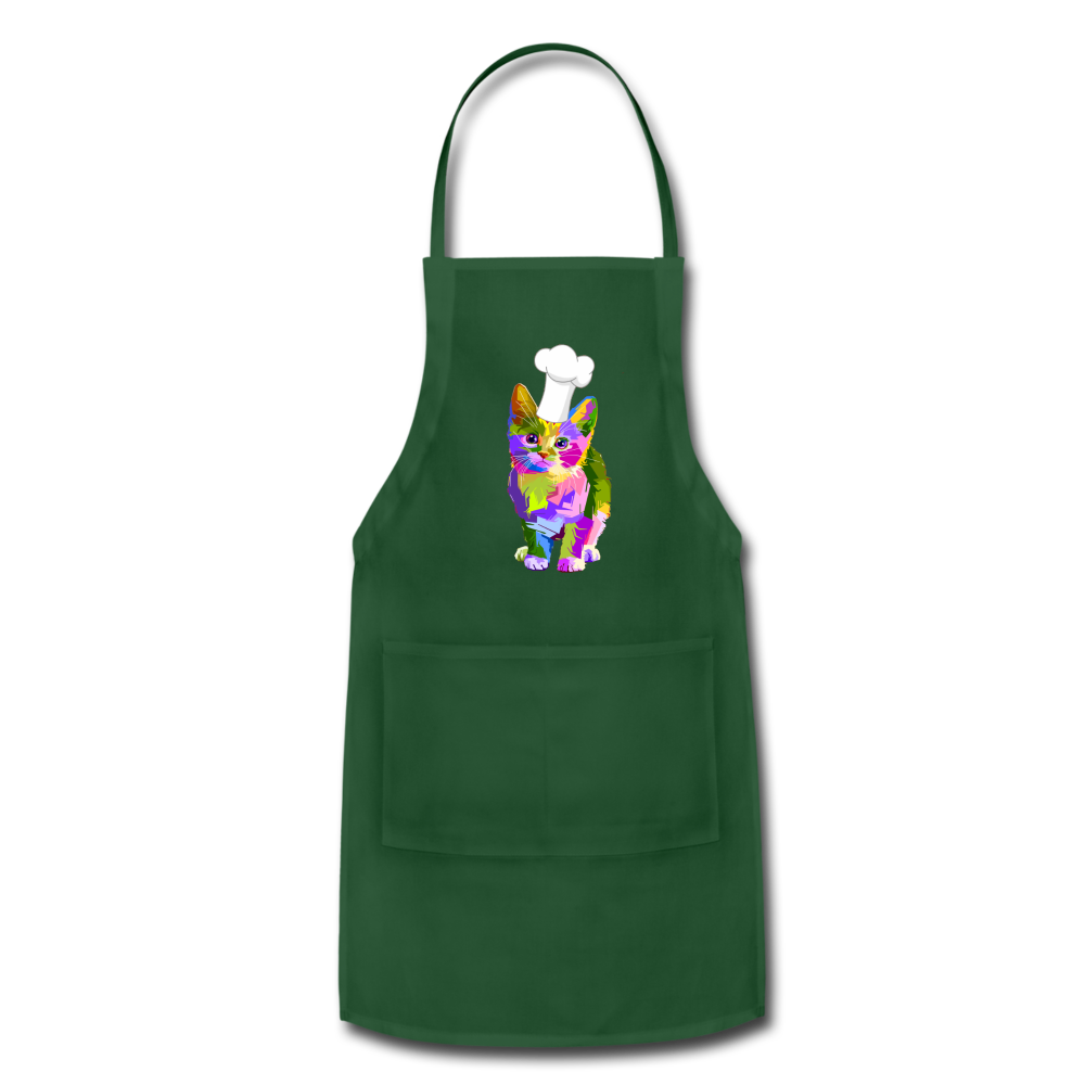 Chef Kitty Adjustable Apron - forest green