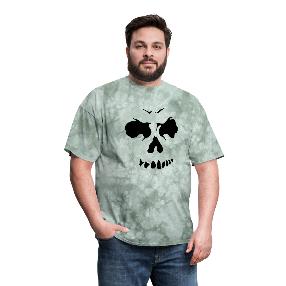 Men's Skull Face T-Shirt - military green tie dye