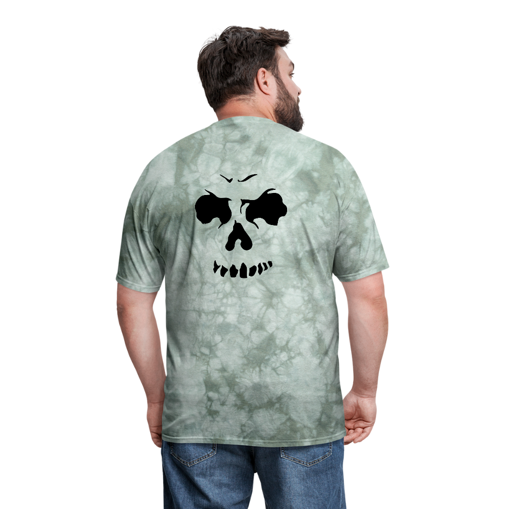 Men's Skull Face T-Shirt - military green tie dye