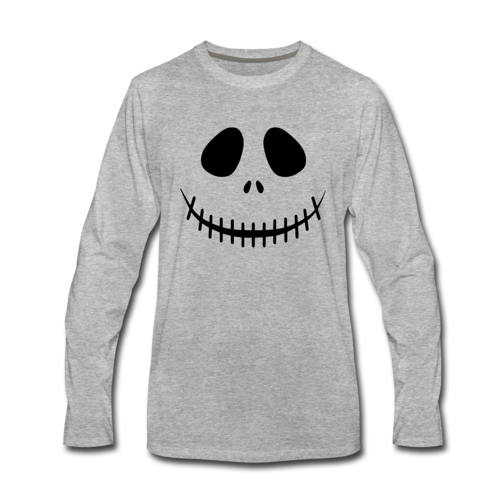 Skellie Face Premium Long Sleeve T-Shirt - heather gray