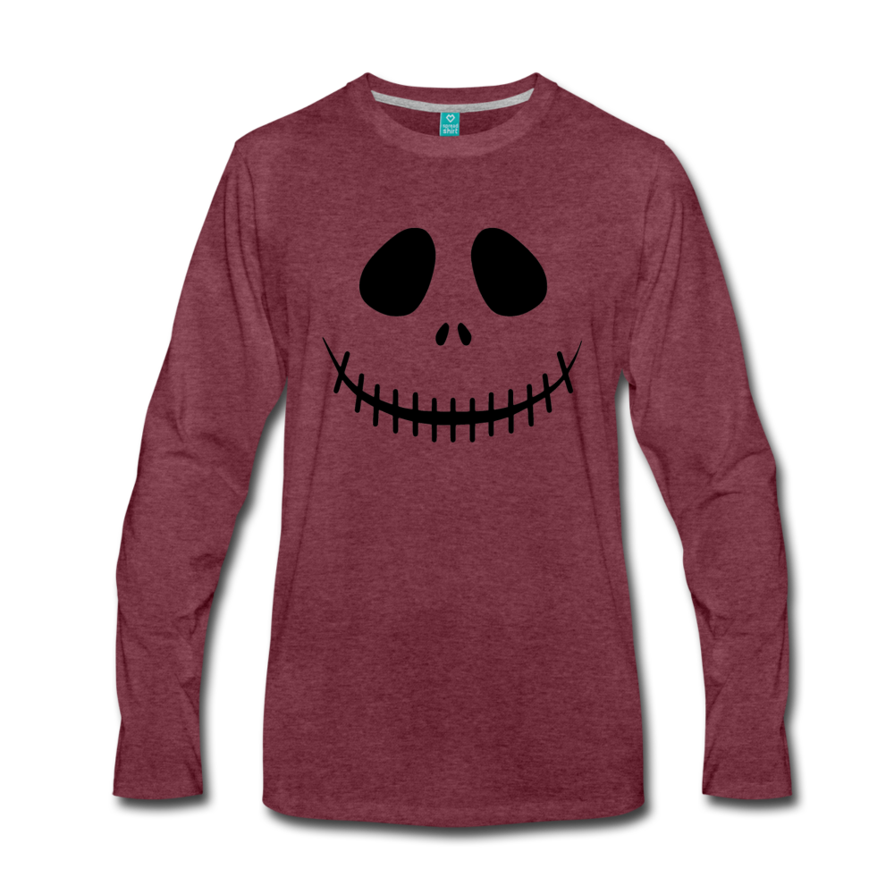 Skellie Face Premium Long Sleeve T-Shirt - heather burgundy