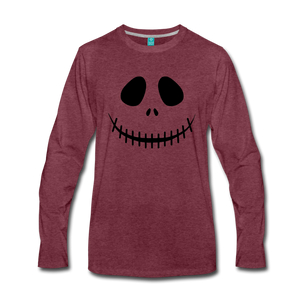 Skellie Face Premium Long Sleeve T-Shirt - heather burgundy
