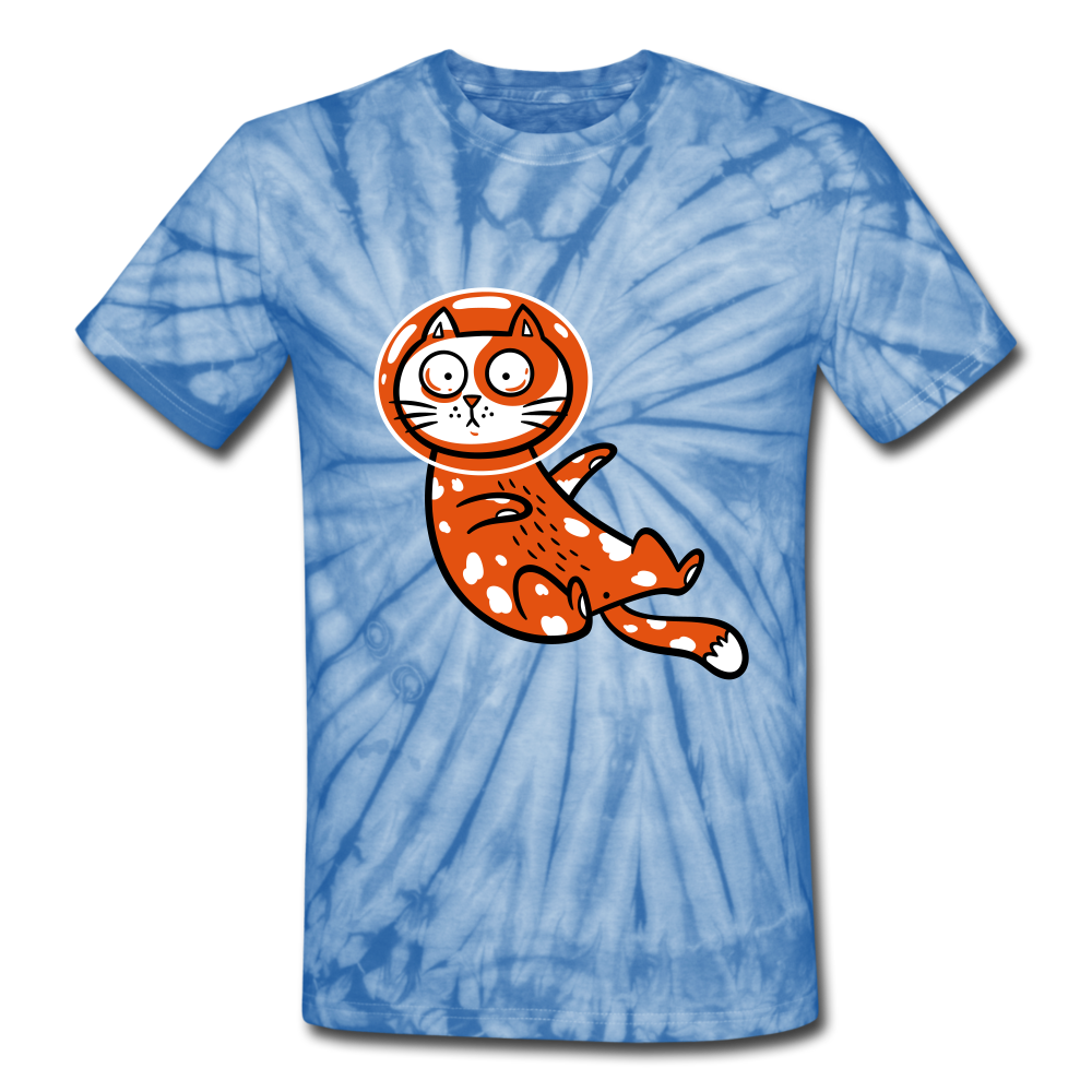 Space Kitty Unisex Tie Dye T-Shirt - spider baby blue