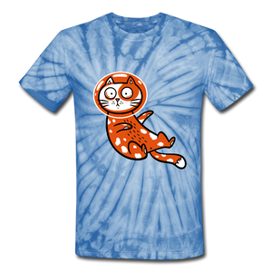 Space Kitty Unisex Tie Dye T-Shirt - spider baby blue