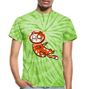 Space Kitty Unisex Tie Dye T-Shirt - spider lime green