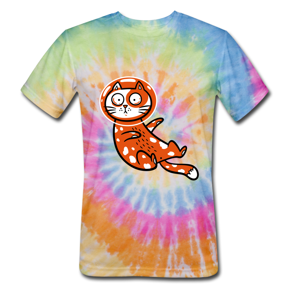 Space Kitty Unisex Tie Dye T-Shirt - rainbow