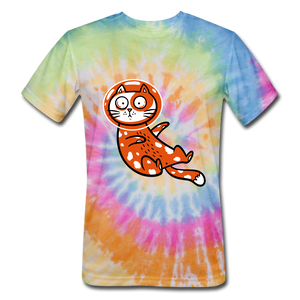 Space Kitty Unisex Tie Dye T-Shirt - rainbow