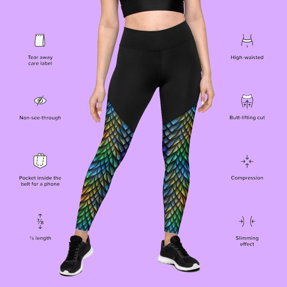 Rainbow Dragon Hide Sports Leggings