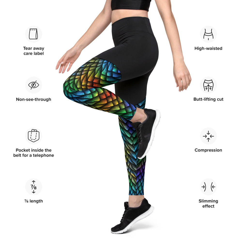 Rainbow Dragon Hide Sports Leggings