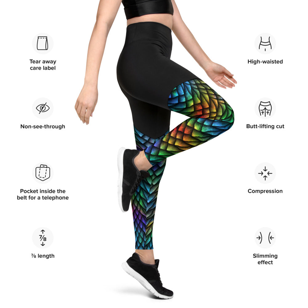 Rainbow Dragon Hide Sports Leggings