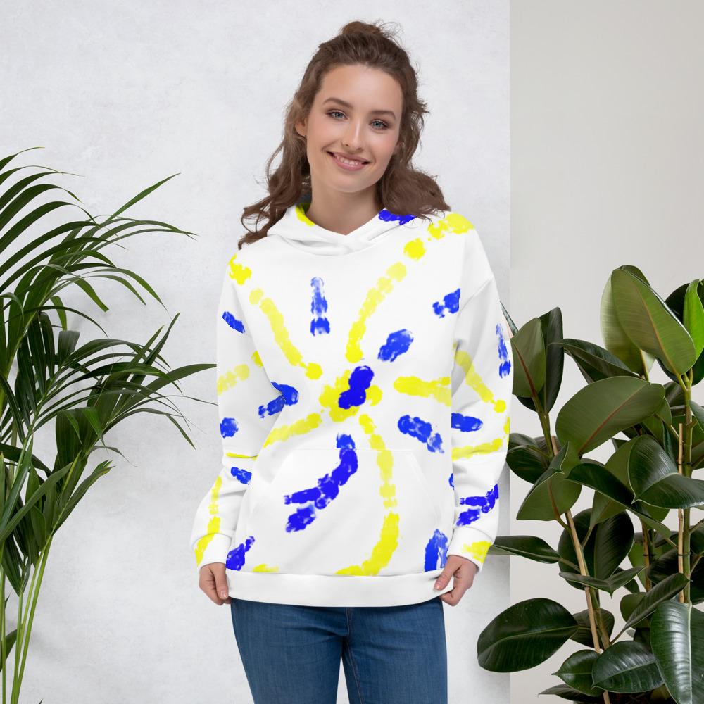 Blue and Yellow Star Burst Unisex Hoodie