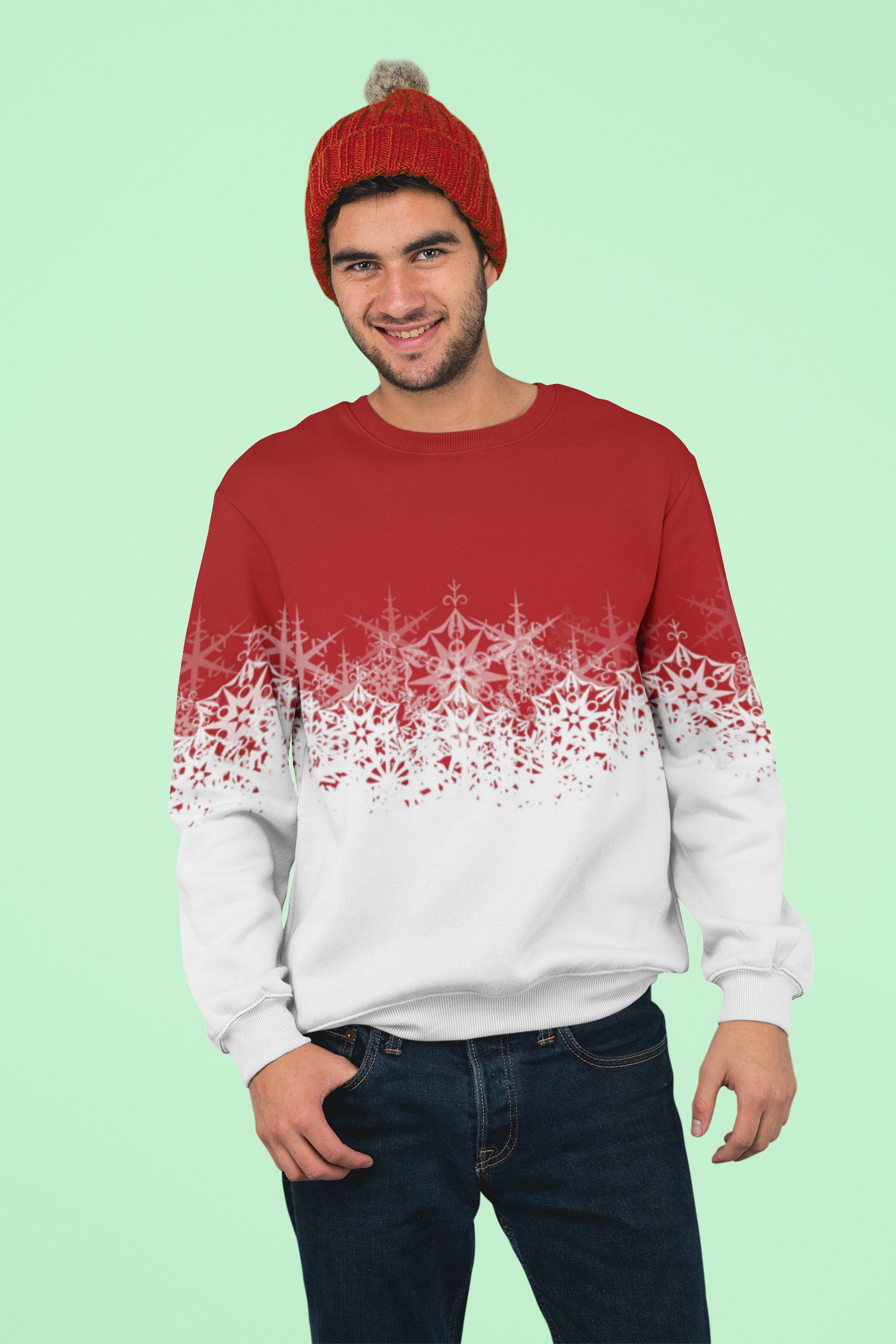 Festive Red and White Unisex Sweatshirt