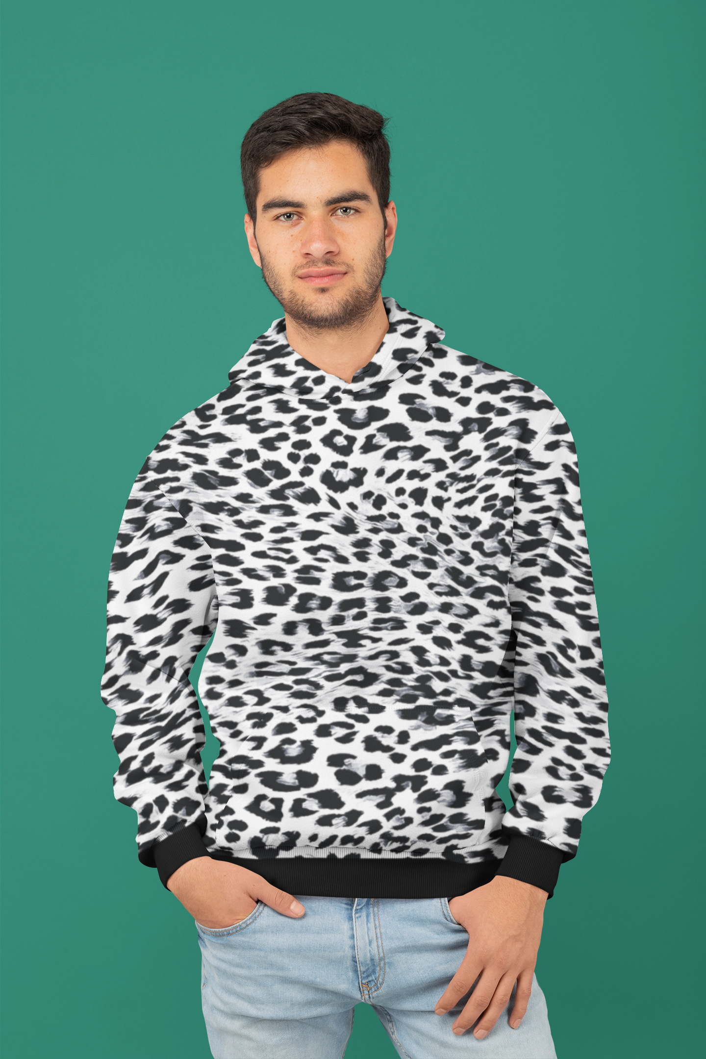 Snow Leopard Print Unisex Hoodie