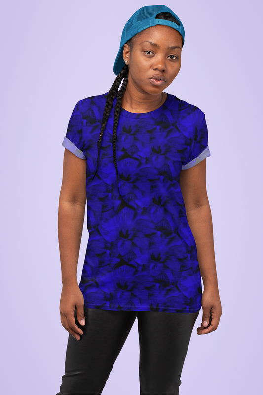 Exotic Blue Floral Women's T-shirt