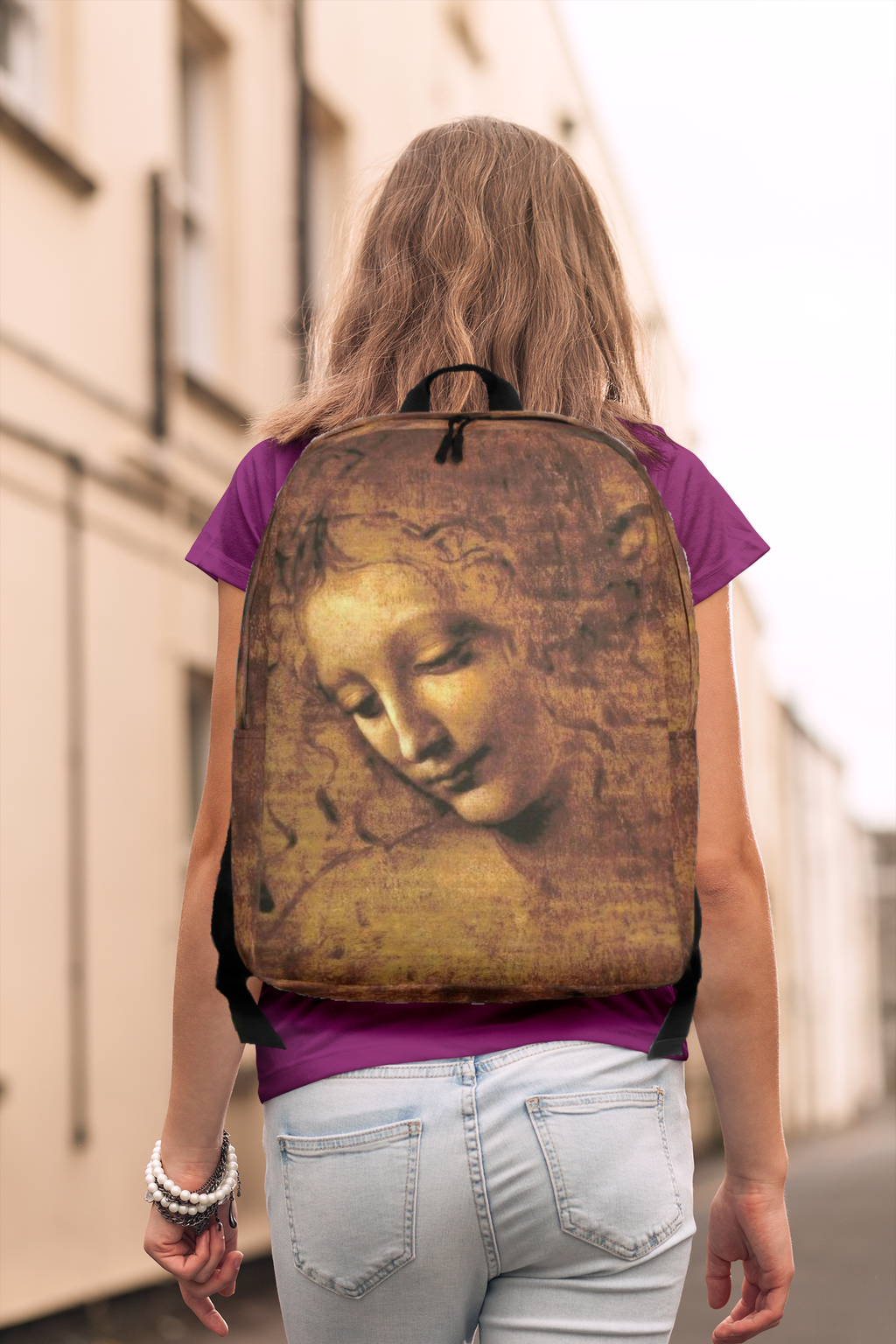 Lady of the Disheveled Hair by da Vinci Minimalist Backpack