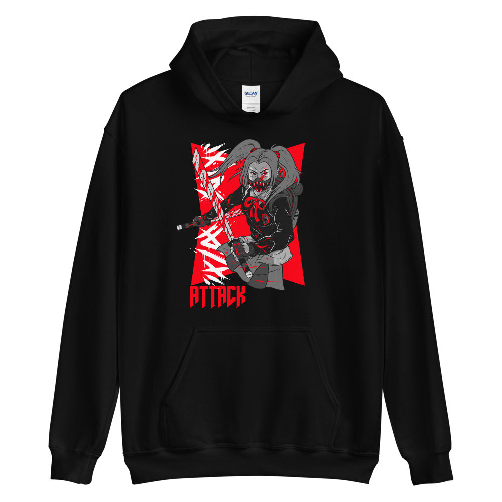 Girl Attack Unisex Pullover Hoodie