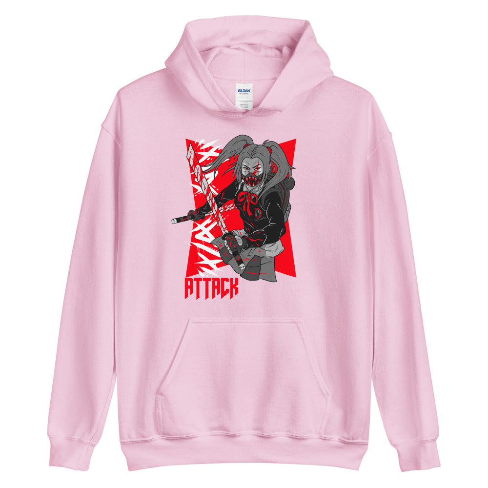 Girl Attack Unisex Pullover Hoodie