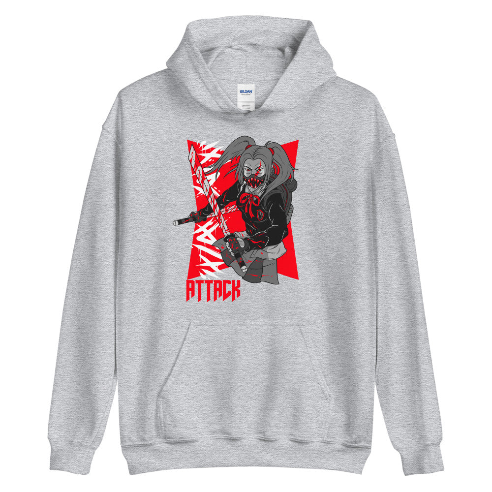 Girl Attack Unisex Pullover Hoodie