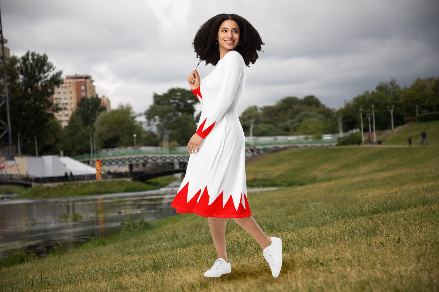 White Mage Long Sleeve Midi Dress