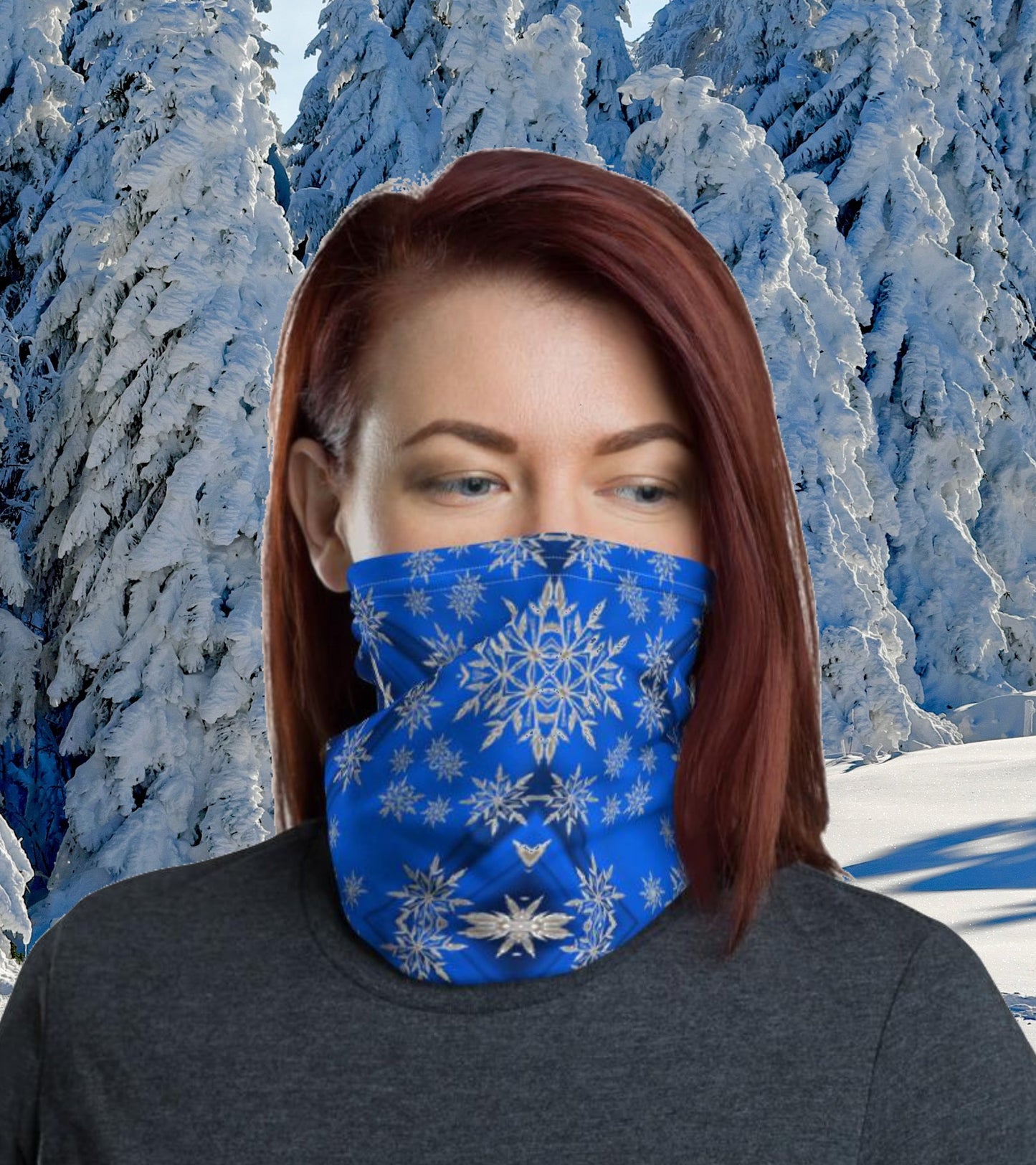 Blue Snowflakes Neck Gaiter