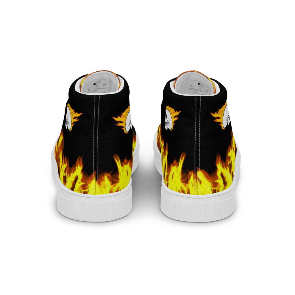 Fire Skull Black Women’s High Top Canvas Shoes