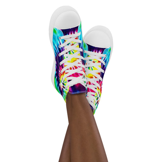 Rainbow Tie Dye Women’s High Top Canvas Shoes