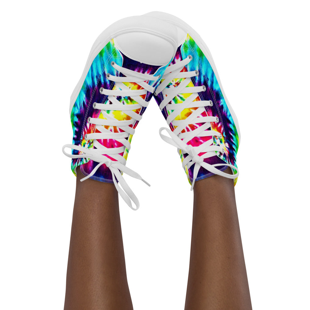 Rainbow Tie Dye Women’s High Top Canvas Shoes