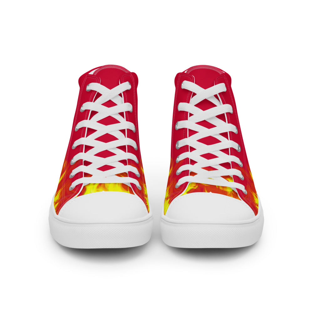 Fire Skull Women’s High Top Canvas Shoes