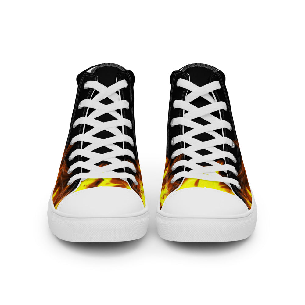 Fire Skull Black Women’s High Top Canvas Shoes