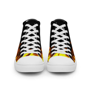 Women’s Fire Skull Black High Top Canvas Shoes