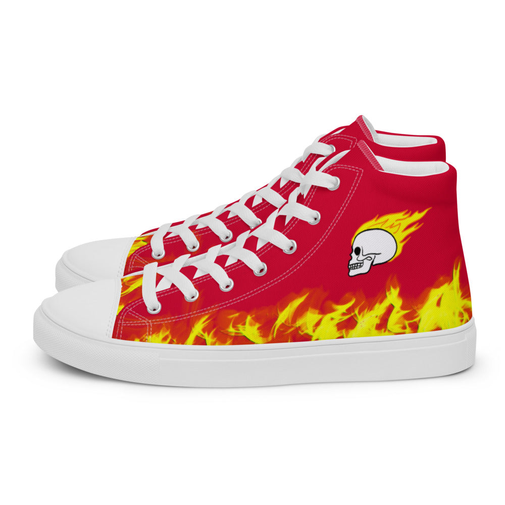 Fire Skull Women’s High Top Canvas Shoes