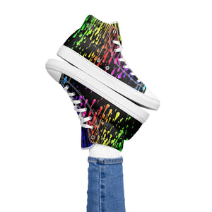 Rainbow Drip Women’s High Top Canvas Shoes