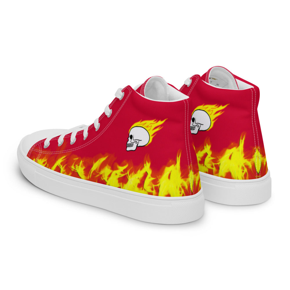 Fire Skull Women’s High Top Canvas Shoes