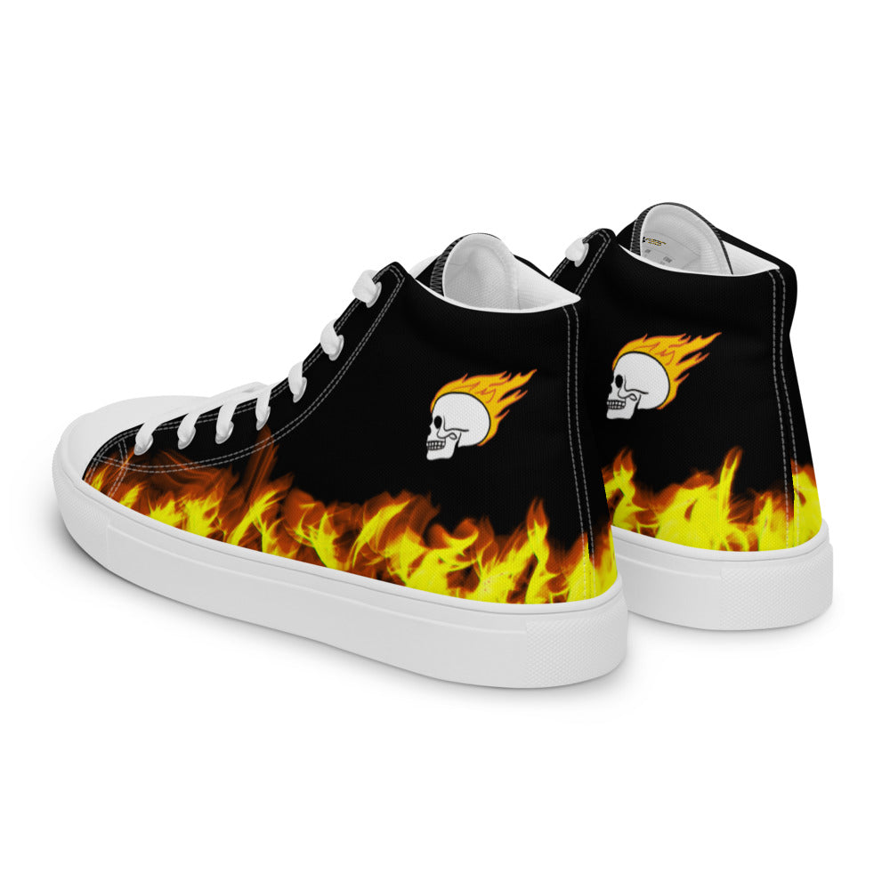 Fire Skull Black Women’s High Top Canvas Shoes