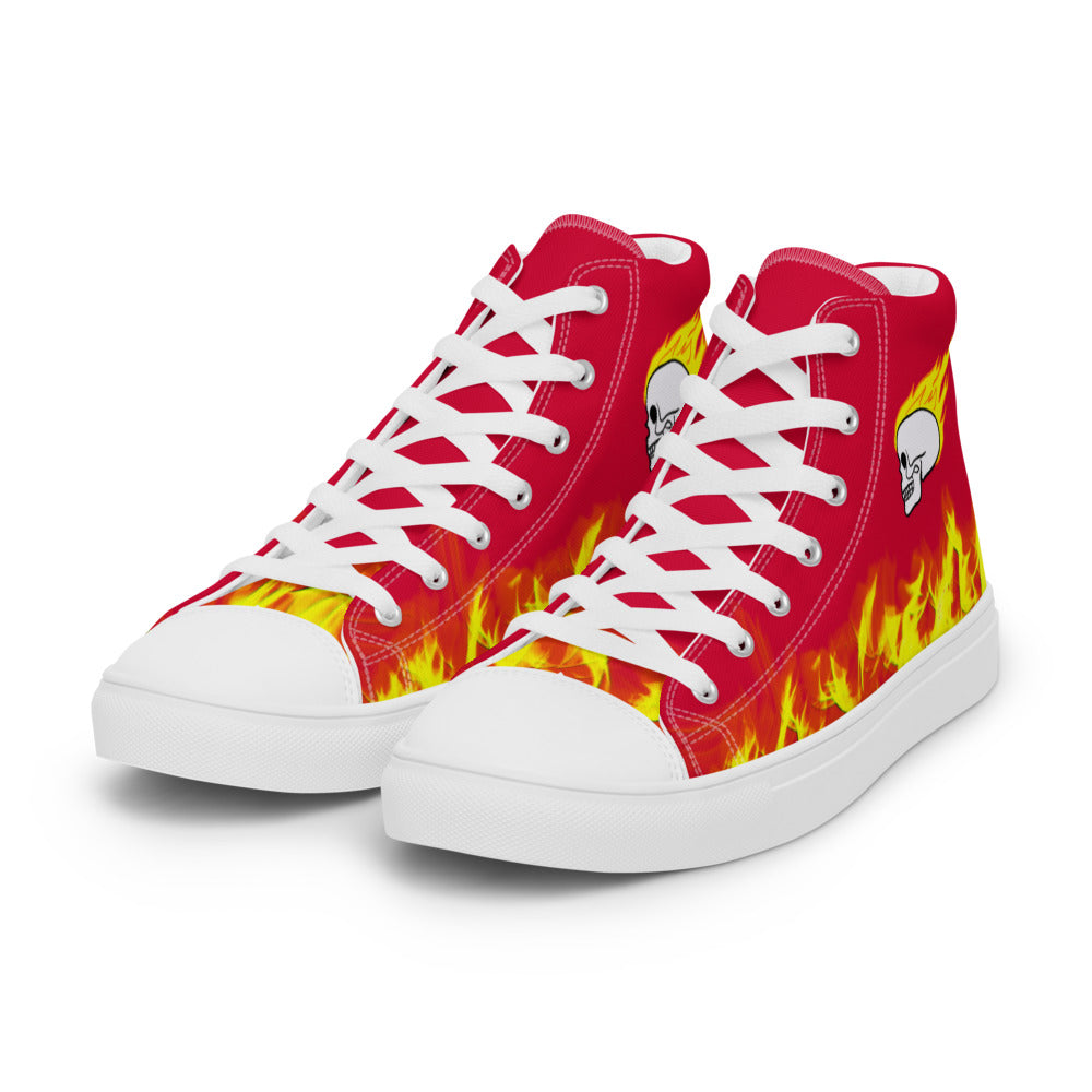 Fire Skull Women’s High Top Canvas Shoes