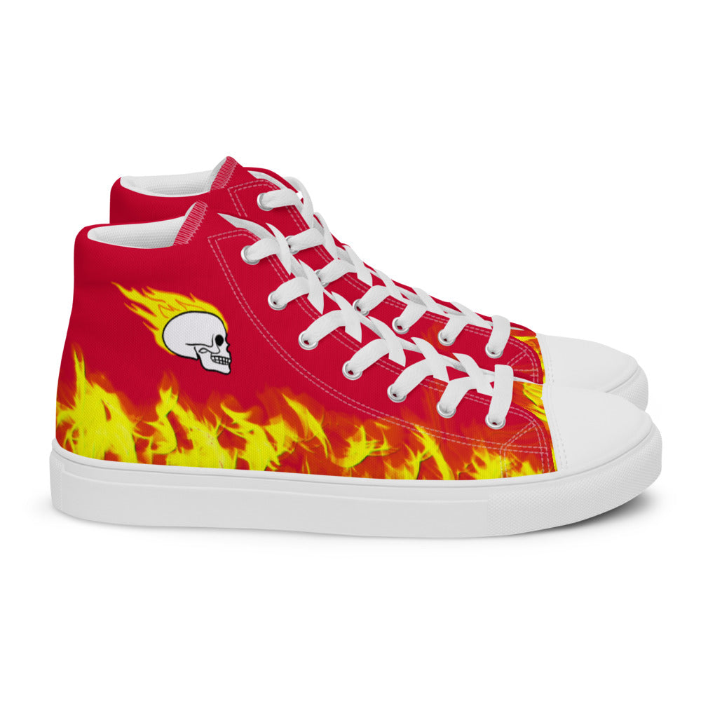 Fire Skull Women’s High Top Canvas Shoes